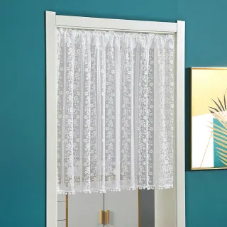 【PLUSIEURS】優雅藤花雪球短門簾(寬85x高120公分 附贈伸縮桿)