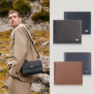 【BRAUN BUFFEL 德國小金牛】期間限定 專櫃輕薄真皮夾多卡窗格男夾短夾(多款任選)