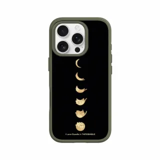 【RHINOSHIELD 犀牛盾】iPhone 16系列 SolidSuit MagSafe兼容 磁吸手機殼/貓咪月象-黑(I Love Doodle)