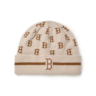 【MLB】童裝 毛帽 童帽 Monogram系列 波士頓紅襪隊(7ABNM0146-43CRD)