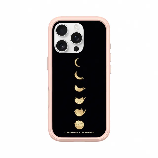 【RHINOSHIELD 犀牛盾】iPhone 16系列 Mod NX手機殼/I Love Doodle-貓咪月象-黑(I Love Doodle)