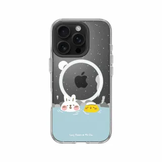 【RHINOSHIELD 犀牛盾】iPhone 16系列 Clear MagSafe兼容 磁吸透明手機殼/泡溫泉(懶散兔與啾先生)