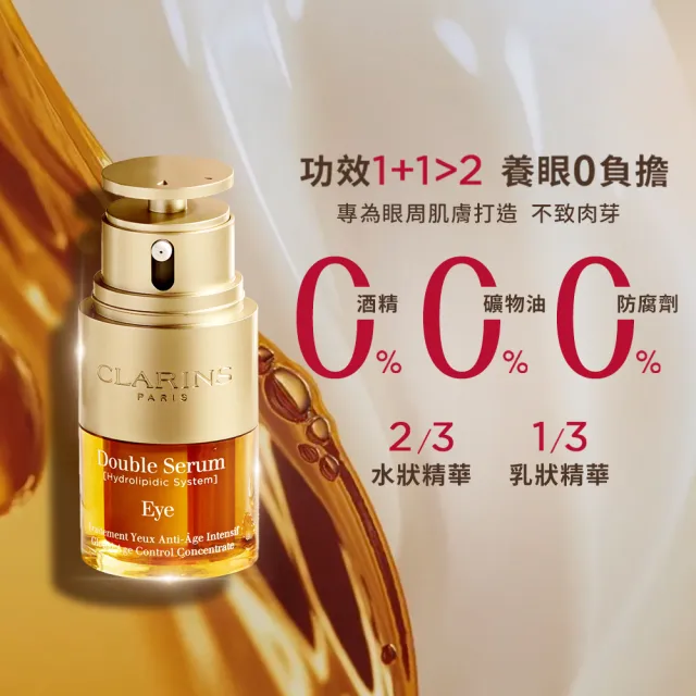 【CLARINS 克蘭詩】黃金亮眼萃20ml(眼部精華 眼膜 黑眼圈 細紋 雙11)