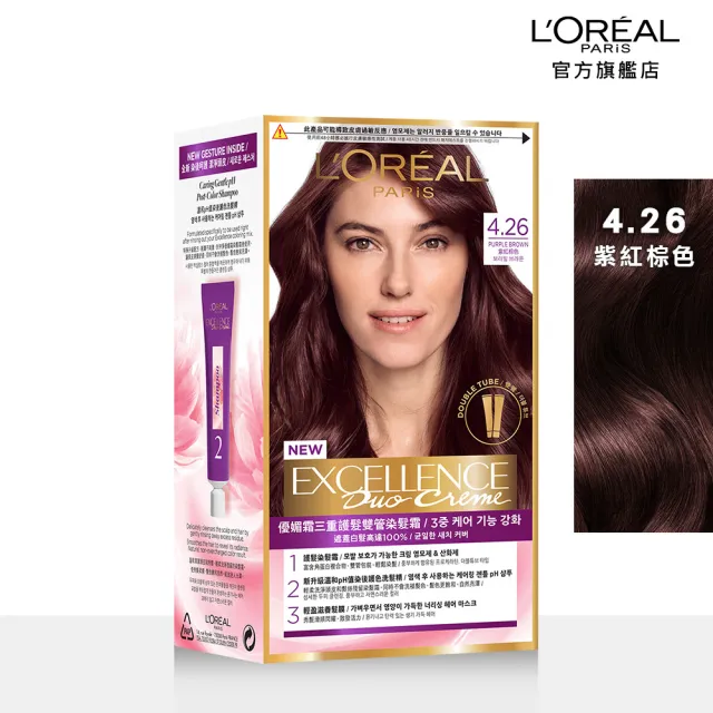 【LOREAL Paris 巴黎萊雅】買1送1-優媚霜三重護髮染髮霜/雙管染髮霜 2入組(染髮/持久遮白)