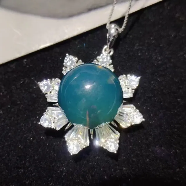 【勝弘珠寶】多明尼加藍珀雪花項鍊-16mm