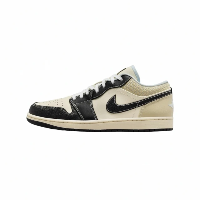 NIKE 耐吉 AIR JORDAN 1 LOW SE 男鞋 休閒鞋 編織 AJ1 喬丹 椰奶黑金(HQ3437101)