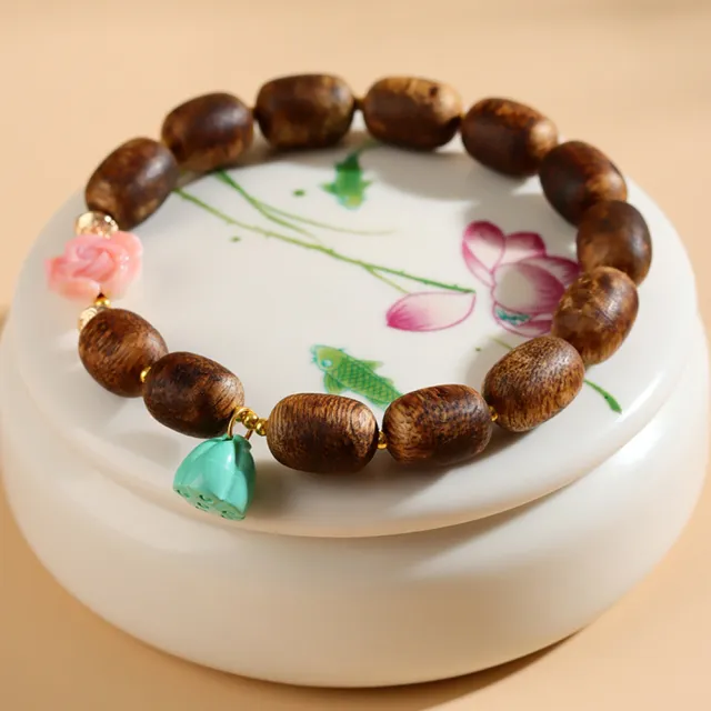 【禧禧珠寶】沉香木牡丹花手鍊