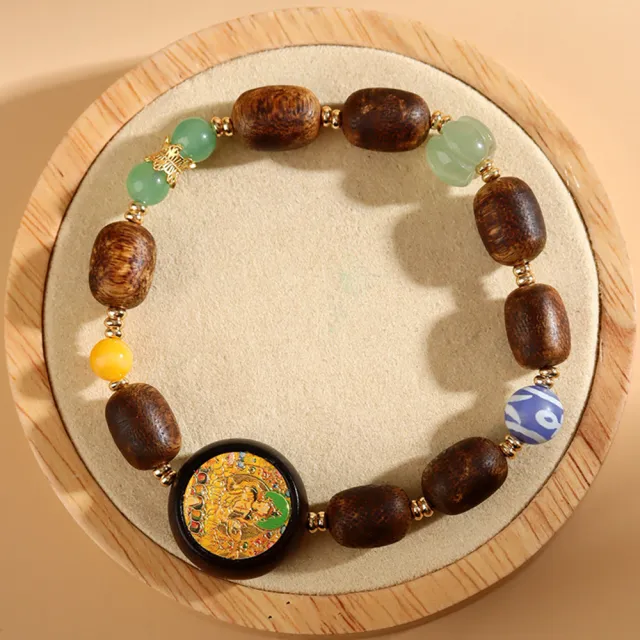 【禧禧珠寶】沉香木綠度母圓牌手鍊