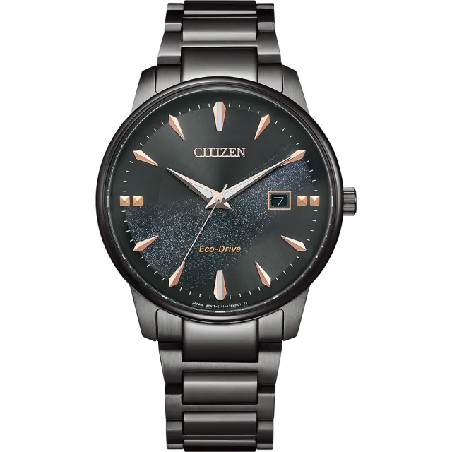 【CITIZEN 星辰】PAIR系列 亞洲限定 光動能銀河黑情侶對錶 附贈專屬錶盒(BM7595-89E+EW2595-81E)