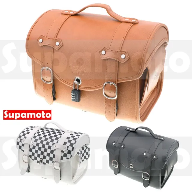 【Supamoto】DP12復古後座箱―小 (黑白格皮革行李箱/復古檔車改裝/機車置物箱)
