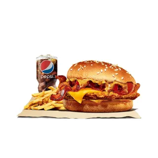 【漢堡王】花生培根脆雞堡超省餐(花生培根脆雞堡+小份薯條+中杯可樂)喜客券