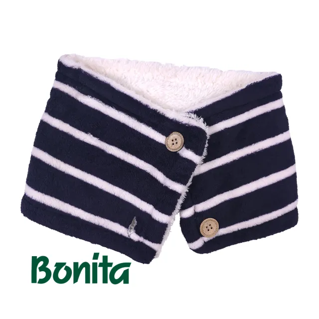 【Bonita 葆倪】雙釦、雙面條紋圍脖-967-4540(日本進口雙面溫暖圍脖)