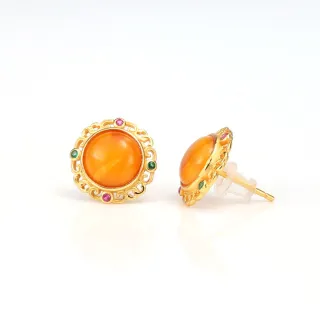 【JA-ME】天然琥珀925純銀耳環(年終慶/年貨節/招財開運/現貨)