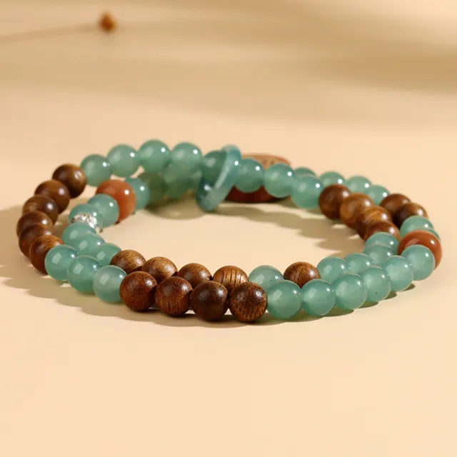 【禧禧珠寶】藍水沉香木雙圈手鍊