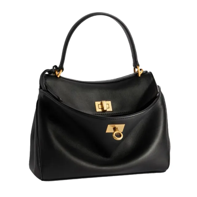 【Balenciaga 巴黎世家】795456 爆款翻玩Rodeo系列極簡垂墜小牛皮金扣MINI手提斜背包『entrupy安心購』