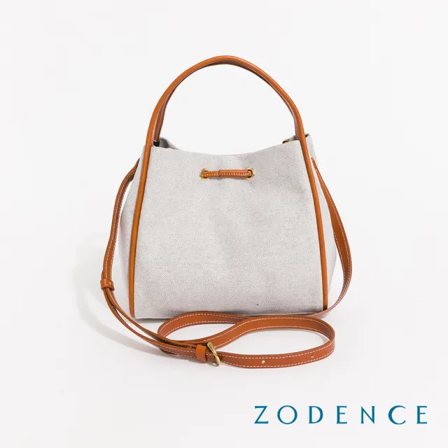 【ZODENCE 佐登司】DION德國帆布框型抽繩手提斜背包(貴族白)