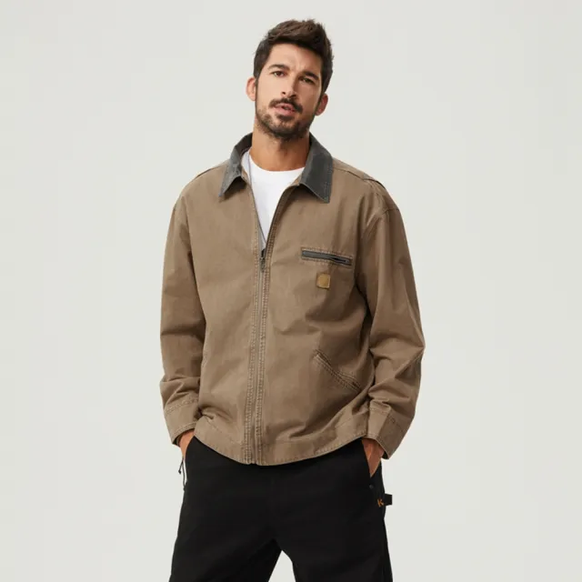 【米蘭精品】現貨+預購 棉服外套休閒夾克(秋冬復古美式棉服男外套2色74iz61)