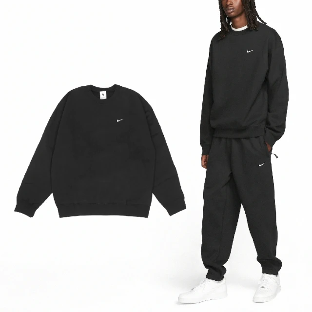 NIKE 耐吉 長袖 Solo Swoosh Fleece 男款 黑 內刷毛 寬鬆 基本款 大學 T 衛衣(DX1361-010)