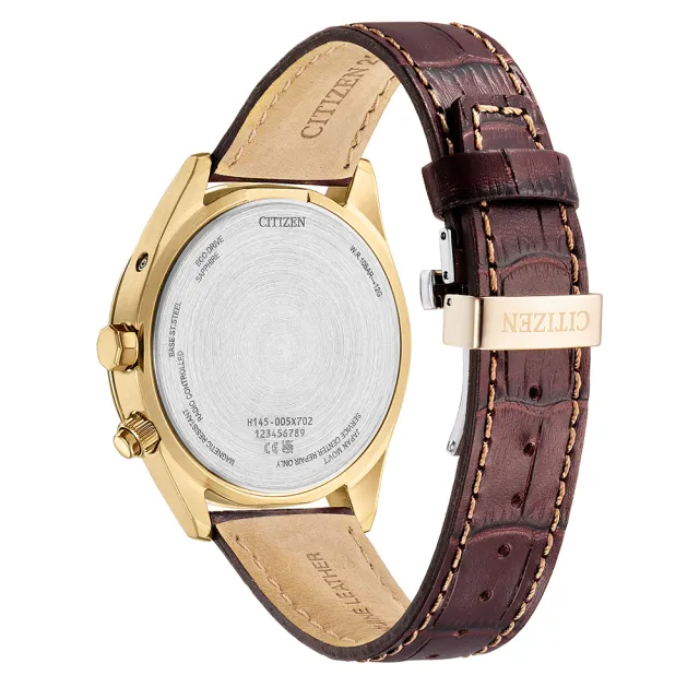 【CITIZEN 星辰】GENTS 英倫風尚光動能電波時尚男錶-灰x咖啡/43mm(CB0273-11H)618 禮物