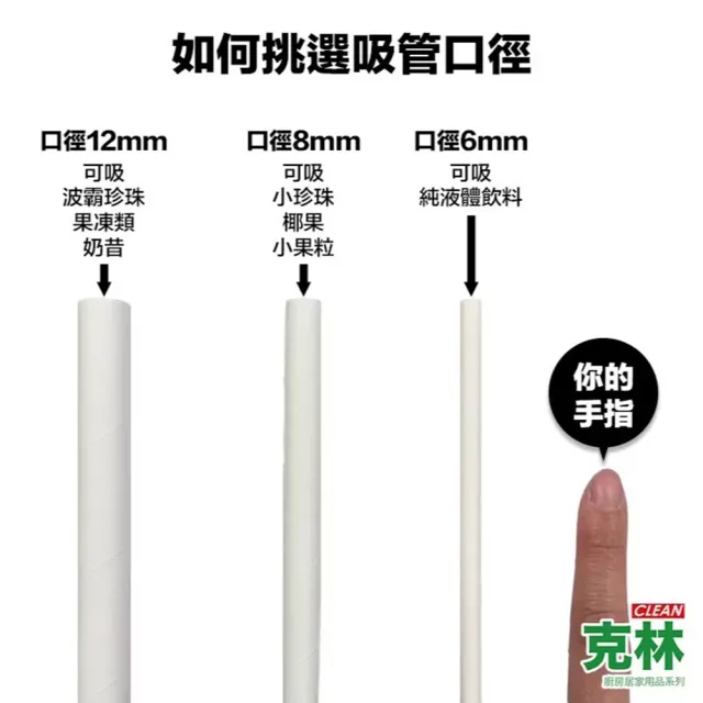 【CLEAN 克林】營業用PLA環保吸管 尖斜口 6mmx210mm 紙包250支(玉米澱粉 無塑吸管 生物可分解)
