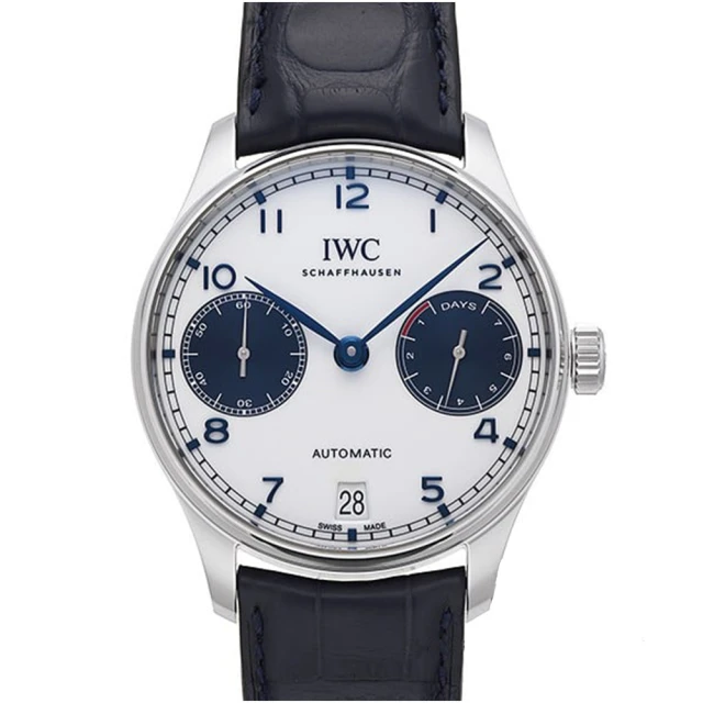 IWC 萬國錶 葡萄牙系列 7日鍊 藍色皮帶腕表x藍熊貓x42.3mm(IW500715)