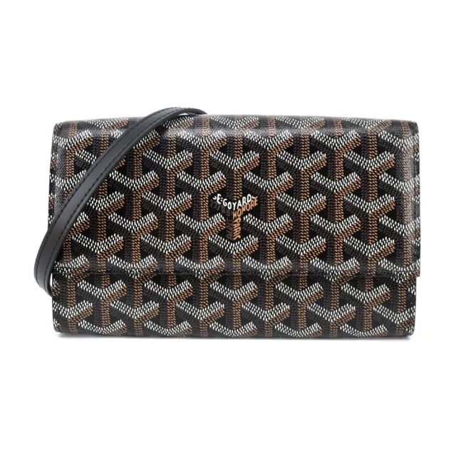 【GOYARD 高雅德】Varenne 經典LOGO防水帆布翻蓋WOC斜背包(黑)