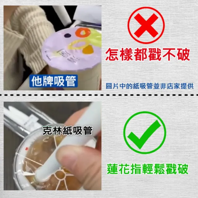 【CLEAN 克林】尖口紙吸管 口徑12mm 50支/包(獨立紙包 台灣製造 環保 波霸珍奶 無塑吸管)
