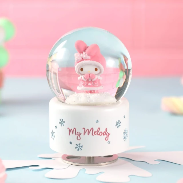 JARLL 讚爾藝術 My Melody 冬日溫情 水晶球音樂盒(生日禮物 聖誕禮物 閨蜜禮物)