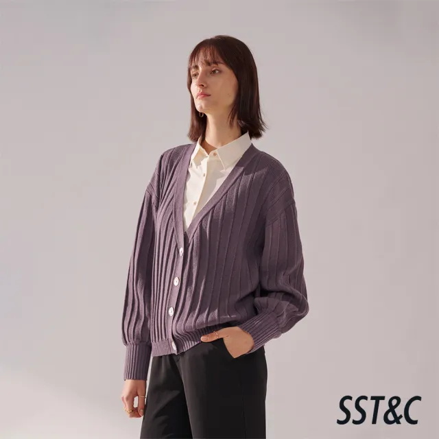 【SST&C】女裝 灰紫開襟針織外套01182410003(換季55折)