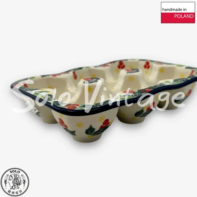 【SOLO 波蘭陶】波蘭製 CA 波蘭陶 18CM 蛋架 紅果花圈系列 CERAMIKA ARTYSTYCZNA