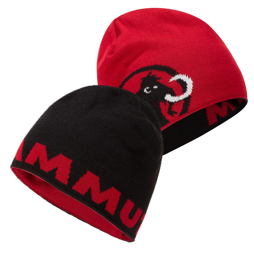 【Mammut 長毛象】Mammut Logo Beanie 正反兩用保暖針織LOGO羊毛帽 黑色 #1191-04891