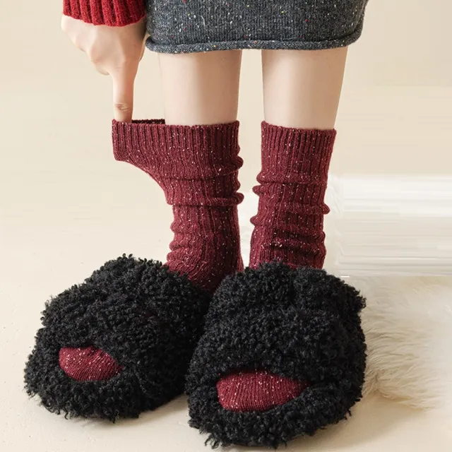 【Porabella】正韓襪 襪子 麻花彩點 襪 素色襪 羊毛襪 加厚 女中筒襪 女襪 SOCKS