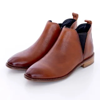 【bac】率性側V形彈力鬆緊擦色皮短靴(棕咖色)