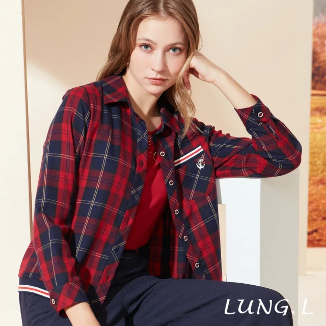 LUNG.L 林佳樺 LR06C紅藍格紋短版女裝襯衫外套(秋冬新品)