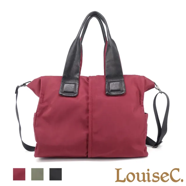 【LouiseC.】雙11 Tree House 輕盈尼龍 牛皮 中性托特TOTE 收納肩背斜背 大防水旅行包 3色 YS23419