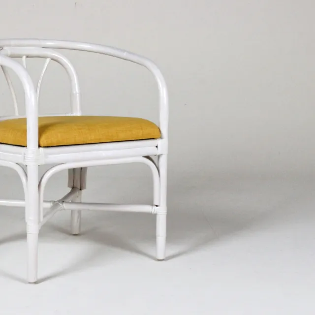 【山茶花家具】藤餐椅-藤條結構 室內椅DC112WW黃(白色餐椅)