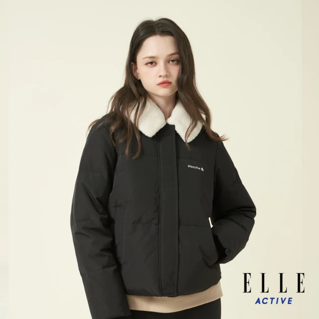 ELLE ACTIVE 女款 保暖領可拆羽絨外套-黑色(EA24A2W6701#99)