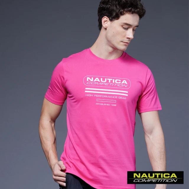 NAUTICA 男裝 COMPETITIO亮眼品牌文字經典短袖T恤(粉色)