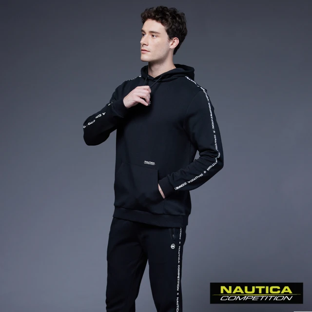 NAUTICA 男裝 COMPETITIO個性簡約連帽T恤(黑色)