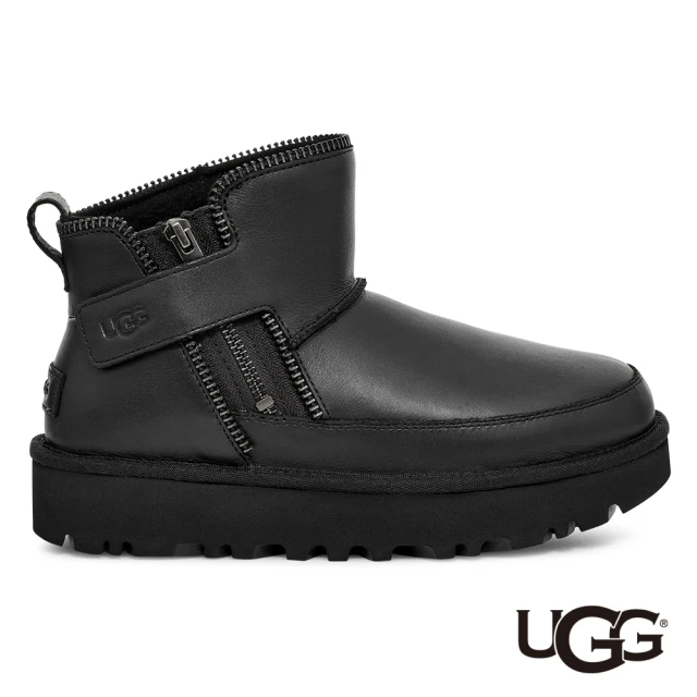 UGG 雙11-女鞋/雪靴/低筒靴/真皮厚底靴/Classic Mini Moto Boot(黑色-UG1164690BLK)