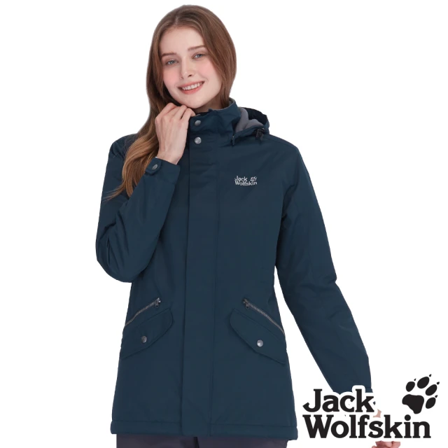 Jack wolfskin 飛狼 女 經典款 防風防潑水保暖外套 內刷毛衝鋒衣(深藍)