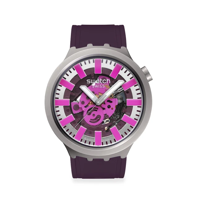 SWATCH BIG BOLD 系列手錶 AUDACIOUS ACAI 深梅果 男錶 女錶 手錶 瑞士錶 錶(47mm)