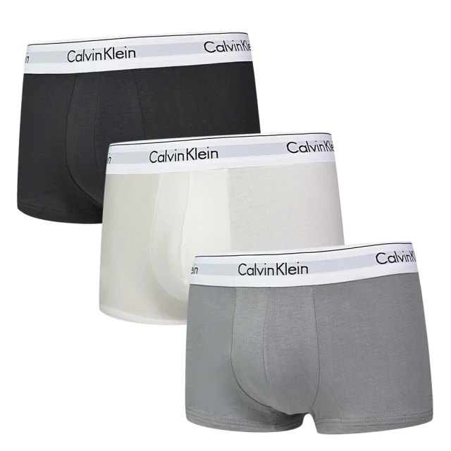 Calvin Klein 三入組 Modern 棉質彈性舒適 四角褲/平口褲/CK內褲(09黑、灰、白)