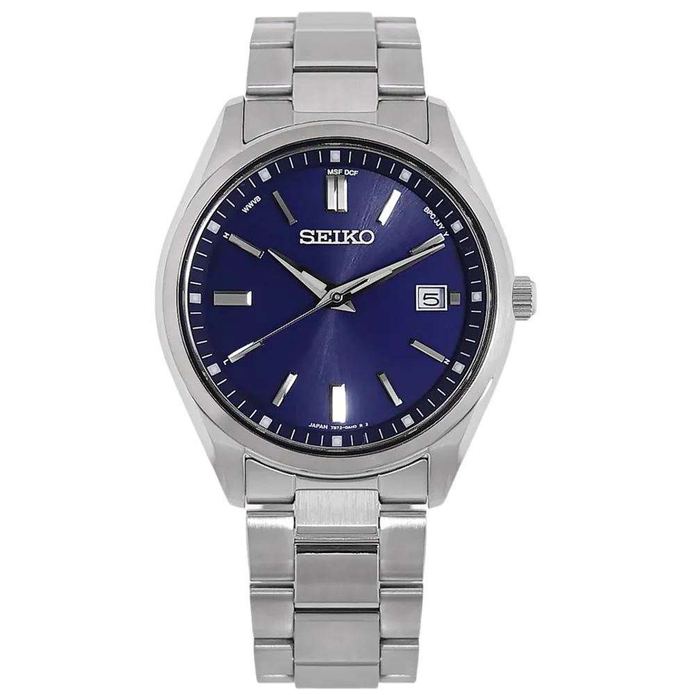 【SEIKO 精工】太陽能 電波錶 萬年曆 藍寶石水晶玻璃 防水100米 日期 不鏽鋼手錶 藍色 40mm(SBTM321)