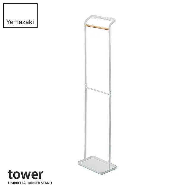 【YAMAZAKI】tower輕時尚原木傘架-白(傘架/雨傘架/雨傘收納)