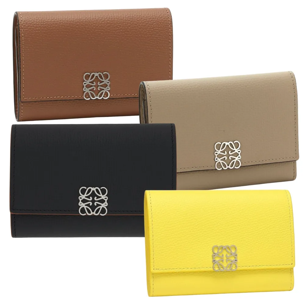 【LOEWE 羅威】ANAGRAM SMALL VERTICAL 小牛皮 三摺短夾 錢包(C821S33X01 1100/2150/2530/8240)