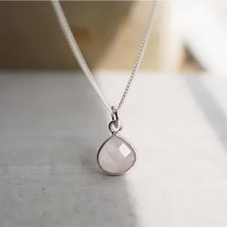 【BLUMA】招條花人緣水晶 純粹粉晶原礦純銀項鍊(閨蜜生日禮物水晶水滴吊墜 飾品禮盒 )