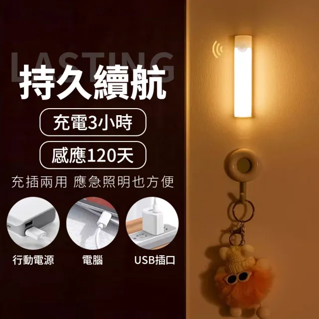 【夢巴黎】LED磁鐵感應燈長型 10CM 2入組(感應燈 小夜燈 床頭燈 LED感應燈 夜燈 櫥櫃燈 玄關燈 展示燈)