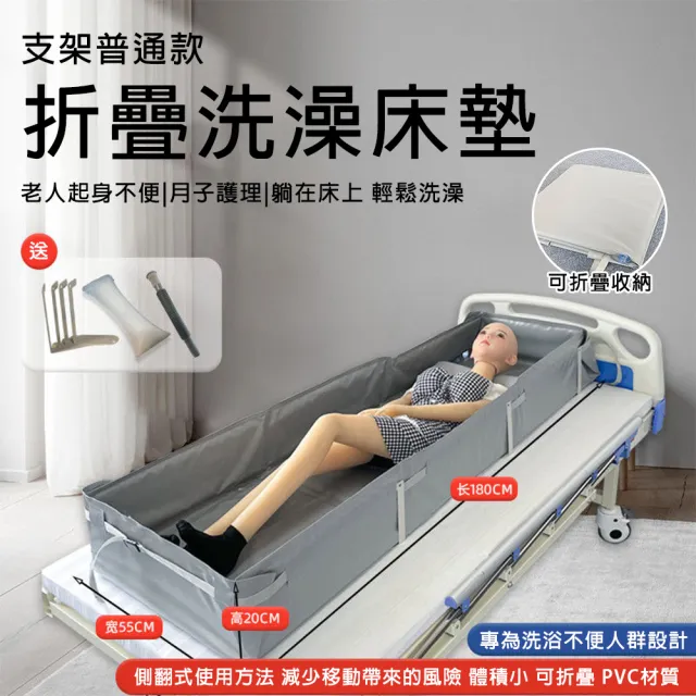 【EARISE 雅蘭仕】折疊洗澡床墊 老人床上床墊 單人成人沐浴盆(PVC床墊可用/PVC材質/床上洗澡神器)
