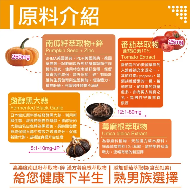 【多立康】南瓜籽+蕁麻根2罐共120粒(茄紅素/鋅/男性保健)